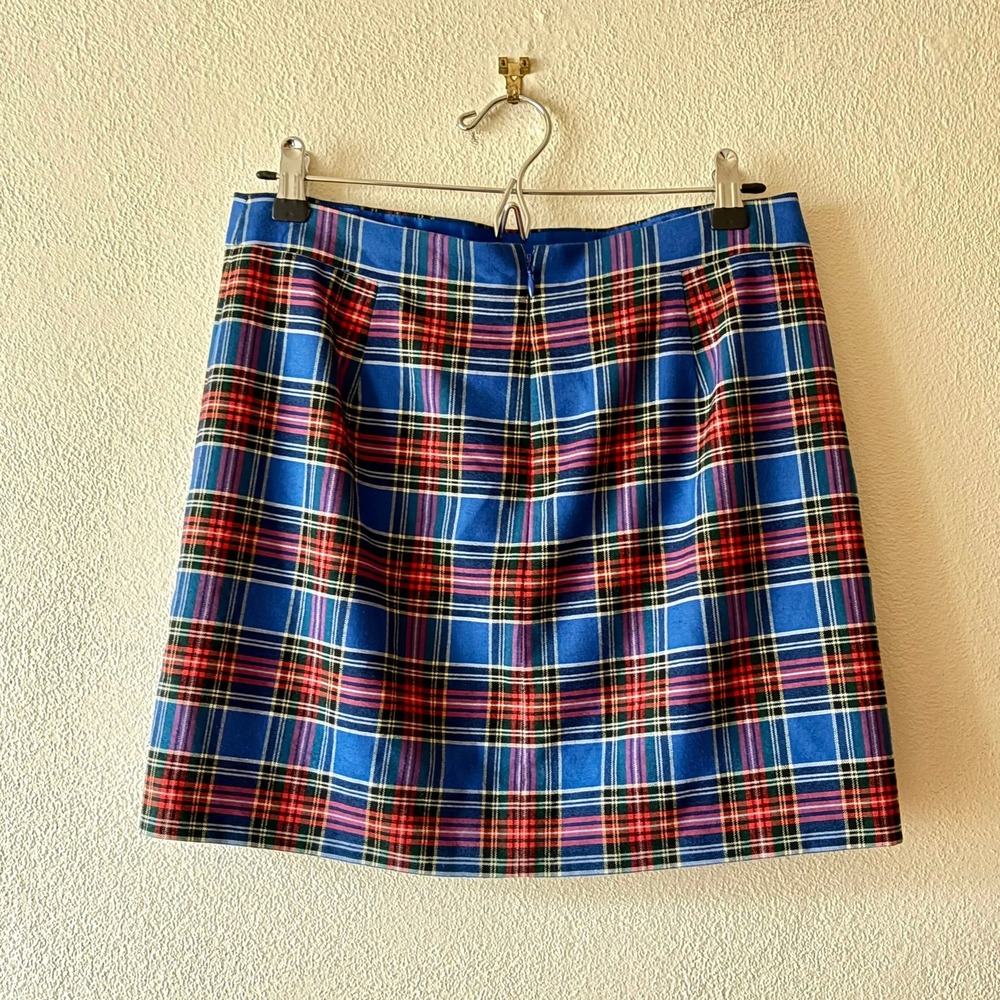 J.Crew Blue Plaid Wool Blend Mini Skirt A-Line Size 4 Preppy Academia Grunge - Picture 8 of 8